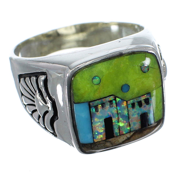 Native American Design Silver Multicolor Ring Size 9-1/2 PX42206