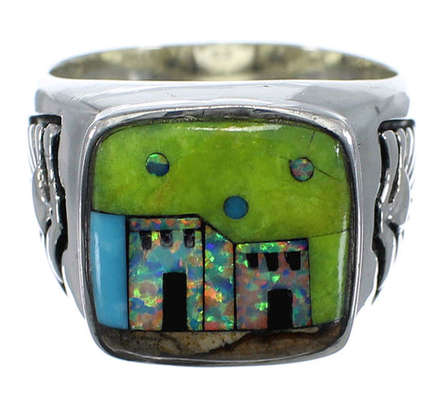 Native American Design Silver Multicolor Ring Size 9-1/2 PX42206