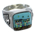 Silver Multicolor Pueblo Design Ring Size 9-1/2 PX42221