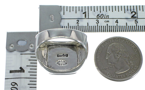 Silver Multicolor Pueblo Design Ring Size 9-1/2 PX42221