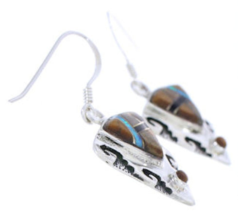 Multicolor Inlay Sterling Silver Southwest Earrings GS75856