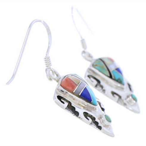 Multicolor Inlay Silver Southwest Earrings GS75854