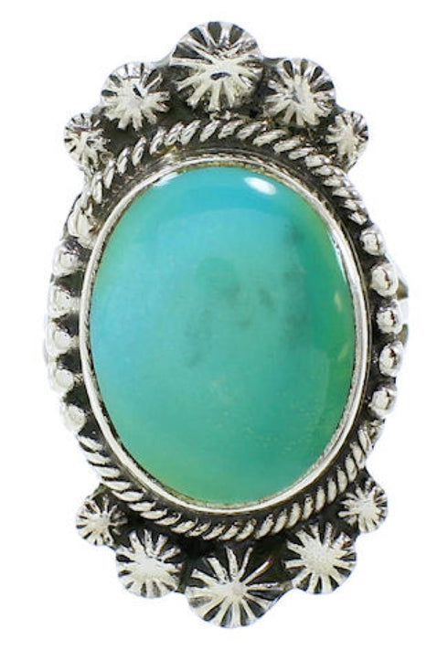 Genuine Sterling Silver Southwest Turquoise Ring Size 5-3/4 WX35419