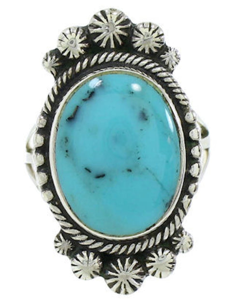 Southwest Genuine Sterling Silver Turquoise Ring Size 5 WX35667