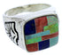 Multicolor Inlay Southwest Silver Ring Size 9-1/2 WX35385