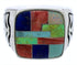 Multicolor Inlay Southwest Silver Ring Size 9-1/2 WX35385