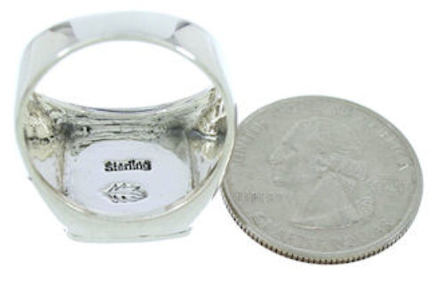 Multicolor Inlay Southwest Silver Ring Size 9-1/2 WX35385