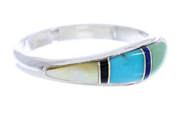 Multicolor Inlay Sterling Silver Ring Size 8-3/4 MW74154