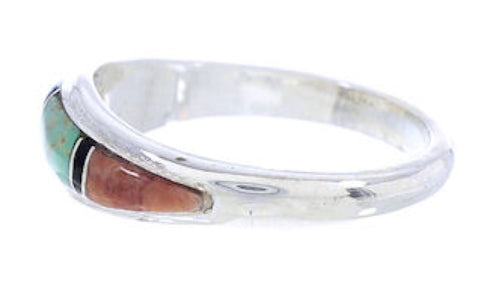 Sterling Silver Multicolor Inlay Ring Size 5-1/2 MW74168