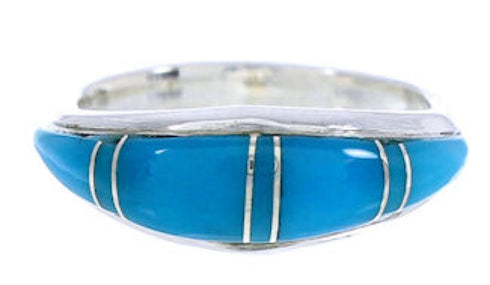 Turquoise Inlay Sterling Silver Southwestern Ring Size 5-3/4 MW74184