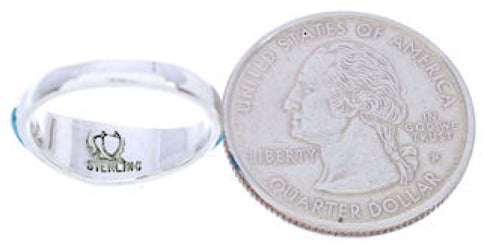 Turquoise Inlay Sterling Silver Southwestern Ring Size 5-3/4 MW74184