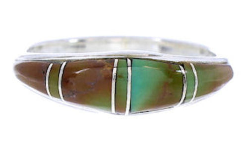 Southwest Jewelry Turquoise Inlay Silver Ring Size 8-3/4 MW74097