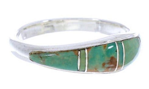 Turquoise Inlay Silver Jewelry Ring Size 4-3/4 MW74144