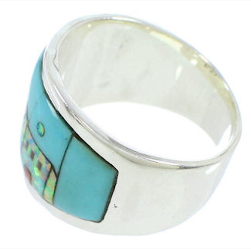 Silver Multicolor Native American Design Ring Size 5-3/4 YS73120