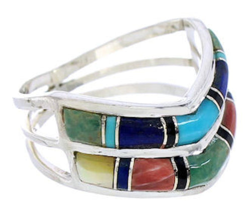 Southwest Jewelry Sterling Silver Multicolor Ring Size 5-3/4 GS73866