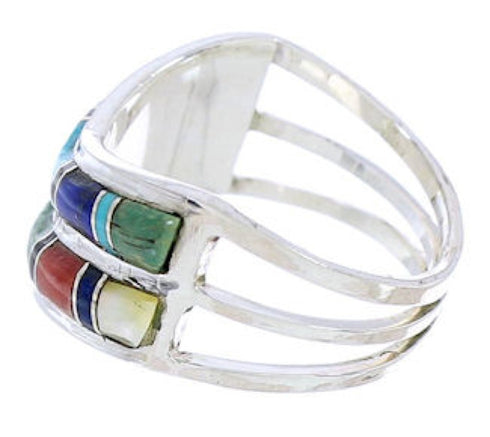 Southwest Jewelry Sterling Silver Multicolor Ring Size 5-3/4 GS73866