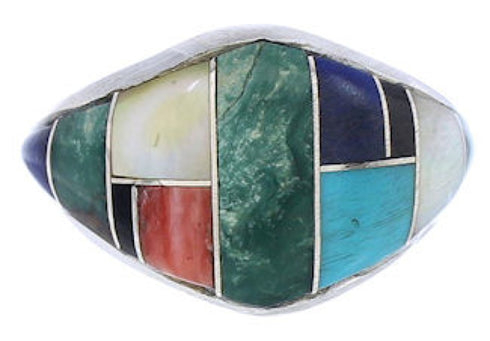 Southwest Sterling Silver Multicolor Ring Size 5 GS74101