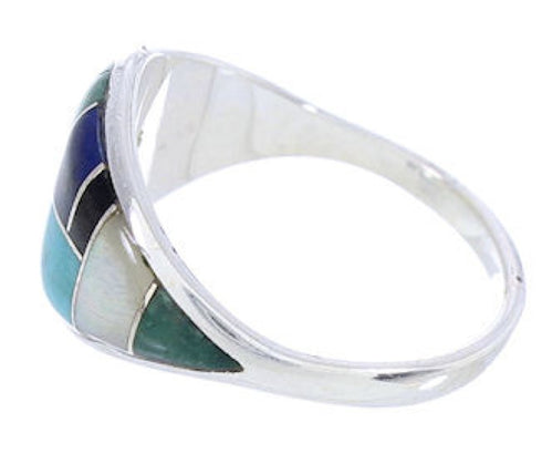 Southwest Sterling Silver Multicolor Ring Size 5 GS74101