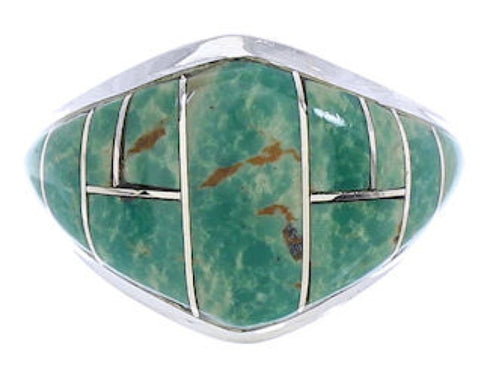 Turquoise Inlay Southwest Sterling Silver Ring Size 5-3/4 GS74127