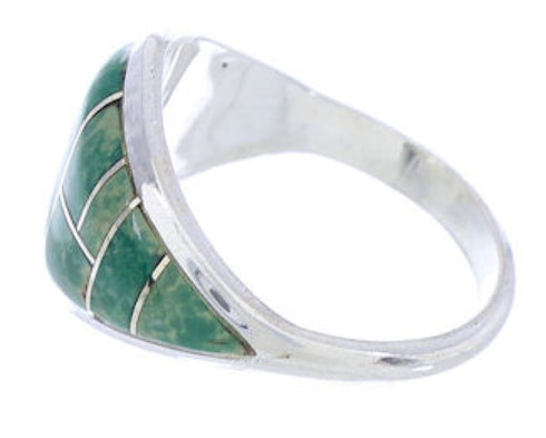 Turquoise Inlay Southwest Sterling Silver Ring Size 5-3/4 GS74127
