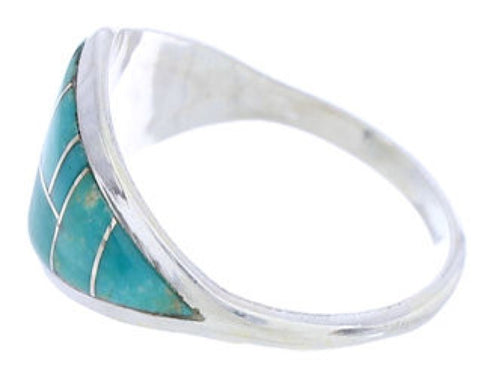 Silver Turquoise Southwest Inlay Ring Size 7-3/4 GS74141