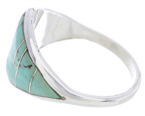 Turquoise Jewelry Silver Southwest Inlay Ring Size 5-1/4 GS74195