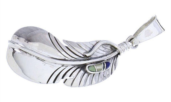 Sterling Silver Multicolor Southwest Feather Pendant Jewelry GS73569
