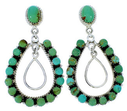 Southwest Turquoise Silver Post Dangle Earrings MW73490