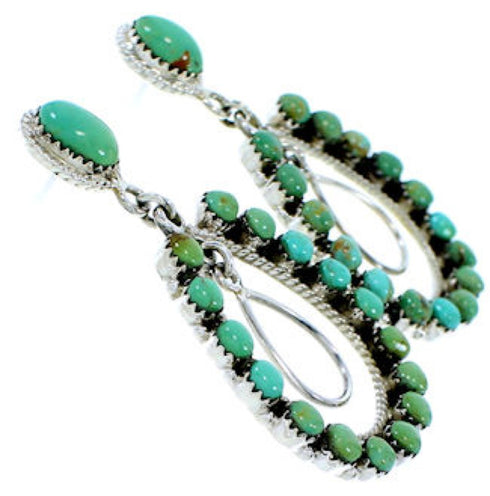 Southwest Turquoise Silver Post Dangle Earrings MW73490