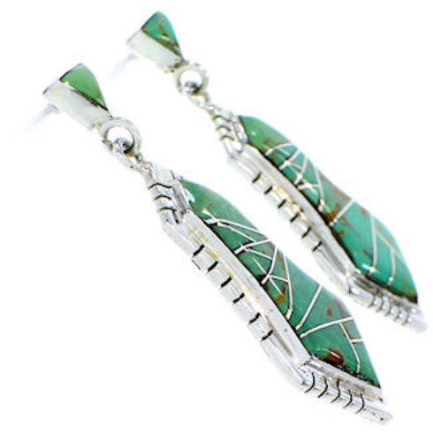 Turquoise Inlay Southwestern Sterling Silver Post Earrings MW73514