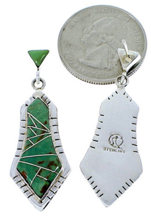 Turquoise Inlay Southwestern Sterling Silver Post Earrings MW73514