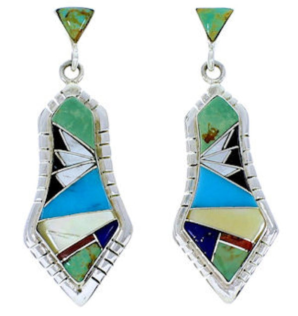Multicolor Inlay Jewelry Sterling Silver Post Earrings MW73500