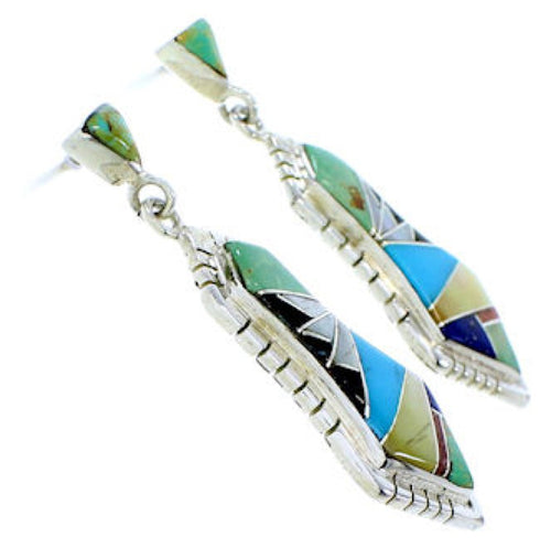 Multicolor Inlay Jewelry Sterling Silver Post Earrings MW73500