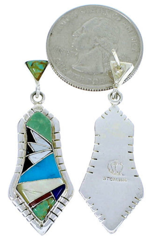 Multicolor Inlay Jewelry Sterling Silver Post Earrings MW73500