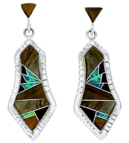 Multicolor Southwest Sterling Silver Post Earrings MW73495