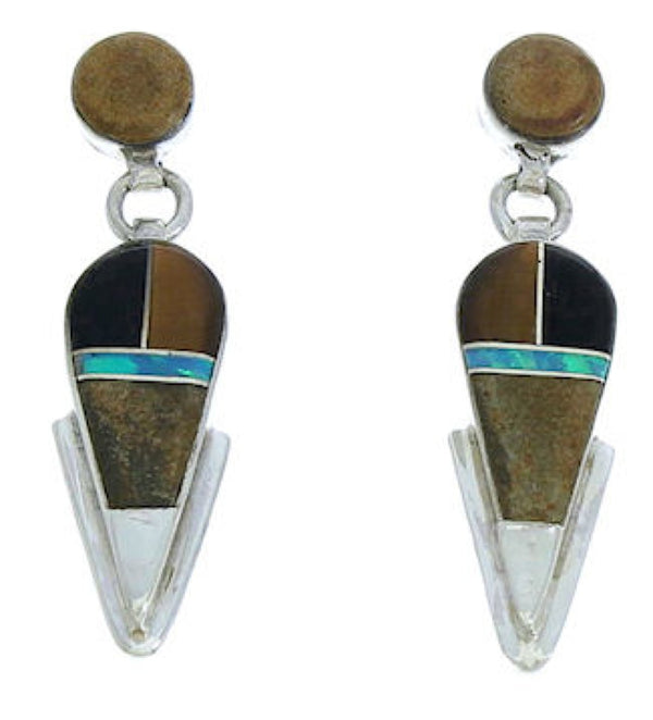 Multicolor Inlay Southwest Jewelry Post Dangle Earrings BW73713