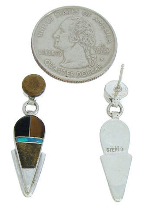 Southwest Jewelry Multicolor Inlay Post Dangle Earrings BW73943