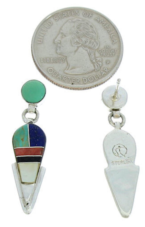 Turquoise And Multicolor Inlay Post Dangle Earrings BW73733