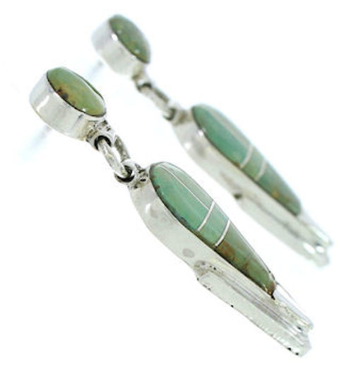 Genuine Sterling Silver Turquoise Inlay Post Dangle Earrings BW73840