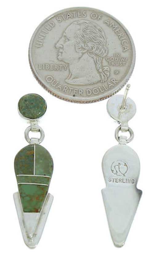 Southwest Turquoise Inlay Post Dangle Earrings Jewelry BW73842