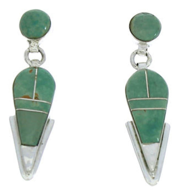 Silver Jewelry Southwest Turquoise Inlay Post Dangle Earrings BW73844