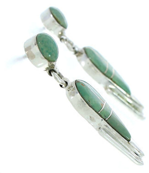 Silver Jewelry Southwest Turquoise Inlay Post Dangle Earrings BW73844