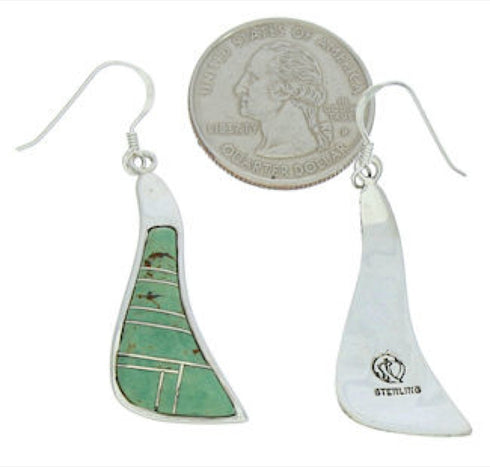 Turquoise Inlay Southwest Sterling Silver Hook Earrings MW73375