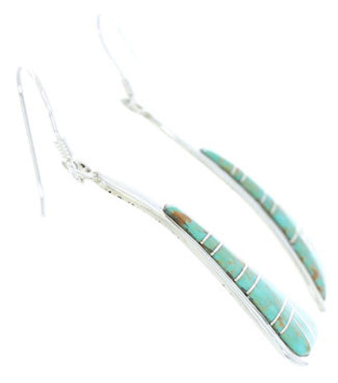 Turquoise Inlay Silver Jewelry Hook Earrings MW73379