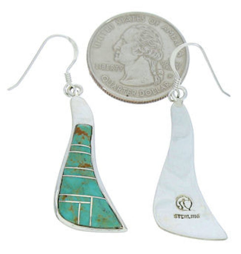 Turquoise Inlay Silver Jewelry Hook Earrings MW73379