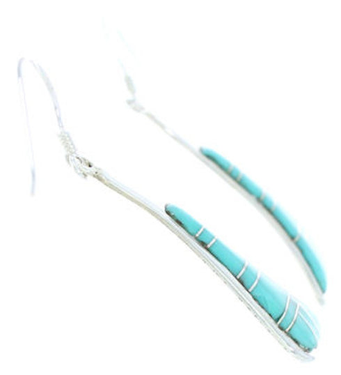 Silver Turquoise Inlay Southwest Hook Earrings MW73381