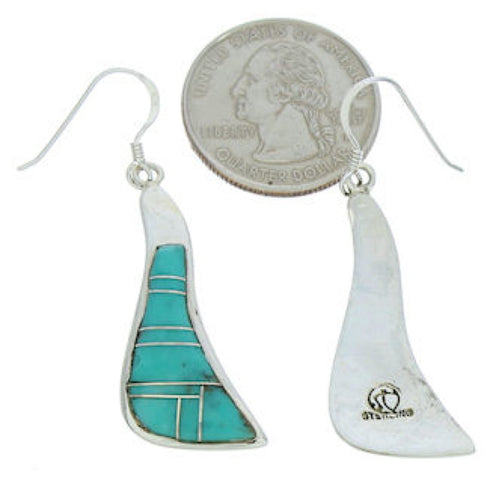 Silver Turquoise Inlay Southwest Hook Earrings MW73381