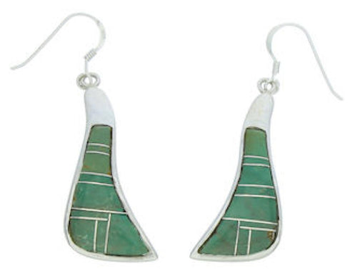 Silver Turquoise Inlay Southwestern Jewelry Hook Earrings MW73382