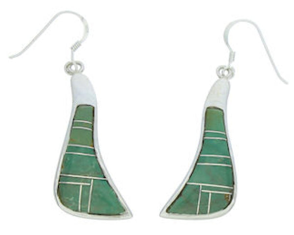 Silver Turquoise Inlay Southwestern Jewelry Hook Earrings MW73382