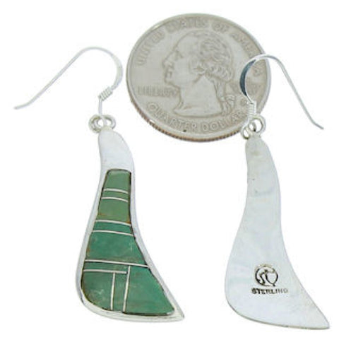 Silver Turquoise Inlay Southwestern Jewelry Hook Earrings MW73382